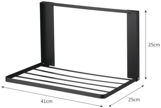 생활탐구 마그네틱 접이식 미니 빨래 건조대 세탁기 자석 젖은 수건 걸이 세탁실 무타공 미니 선반, 블랙_L