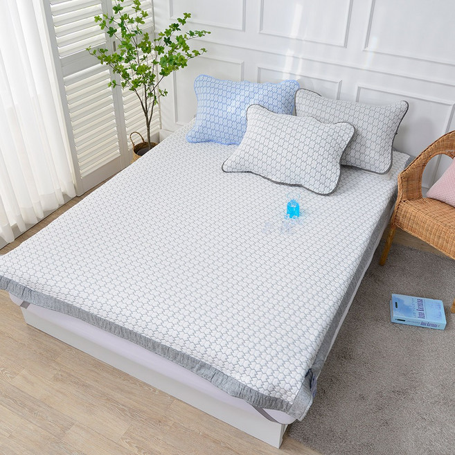 몽쉐어 글래시얼 듀라론 냉감 밴딩 카페트 겸 침대패드, 화이트