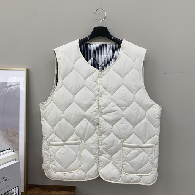 [행복여] 모던 양 포켓 다이아 퀼팅 여유핏 경량 패딩 조끼