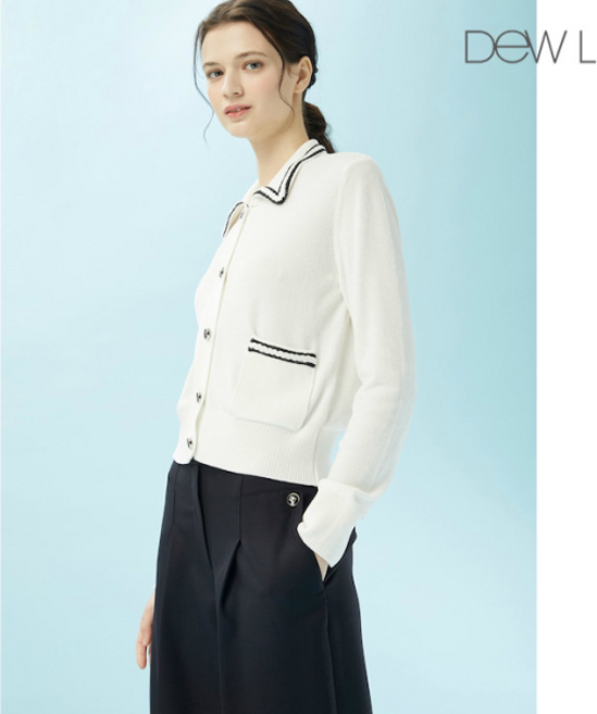 [듀엘][PLAN D] 배색 카라 니트 가디건 WH_D241KSL305 396458