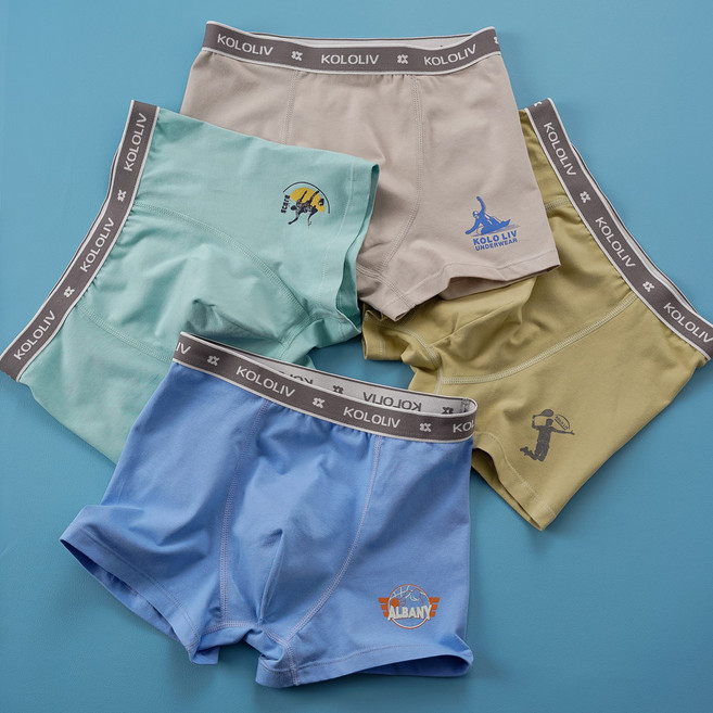 [빌도르] 스포츠맨 4매 남아 밴드형 주니어 드로즈 사각 초등학생 중학생 팬티 속옷 세트