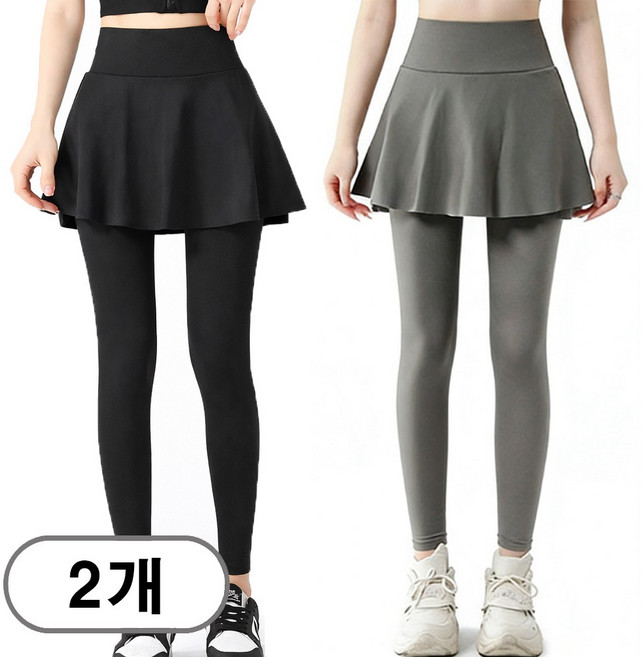 차쿠 1+1 여성 치마 레깅스 빅사이즈 치마 레깅스 하이웨스트 일체형 레깅스 치마 뱃살커버