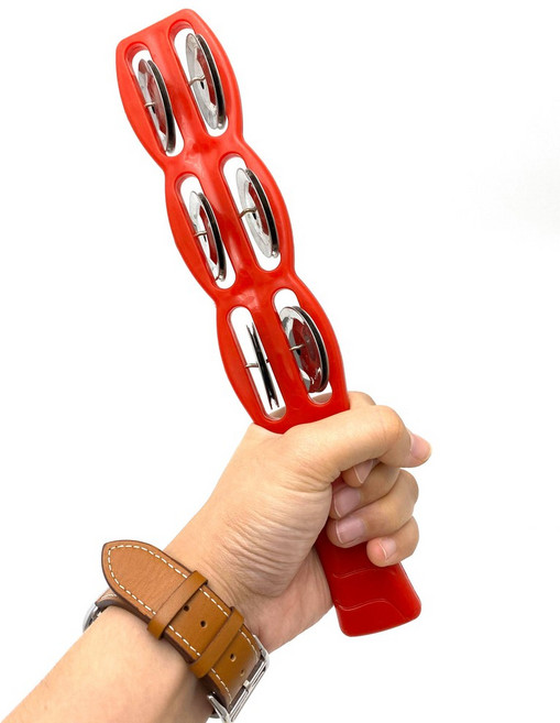白毛猴樂器 手持鈴鼓 長形鈴鼓 - 奧福樂器 節奏訓練 聲響玩具 幼兒/孩童/學齡用 兒童律動, 紅色, 1個