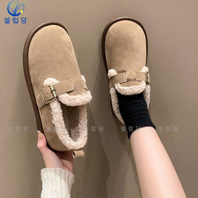 셀럽당 겨울 면신발 여 기모 두툼한 보온 미끄럼 방지 쿠션창 털신발