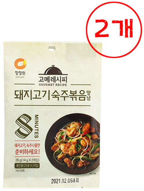 [몽둥이네마트] 청정원 고메레시피 양념돼지고기 숙주볶음 혼족 혼밥을 위한 간편조리 즉석조리 제품, 2개, 28g
