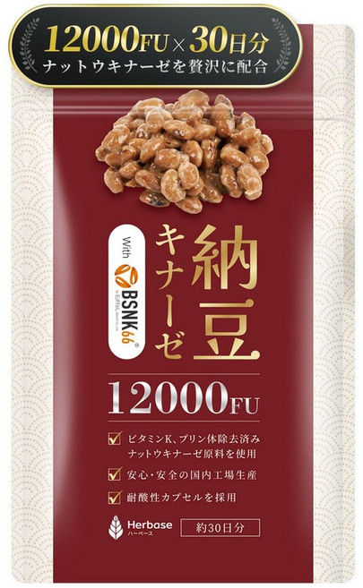 나토키나아제 12000FU/일 1일 1립 30일분 보충제 낫토 키나아제 nattokinase 내산성캡슐 국산 Herbase 하베이스, 1개, 30정