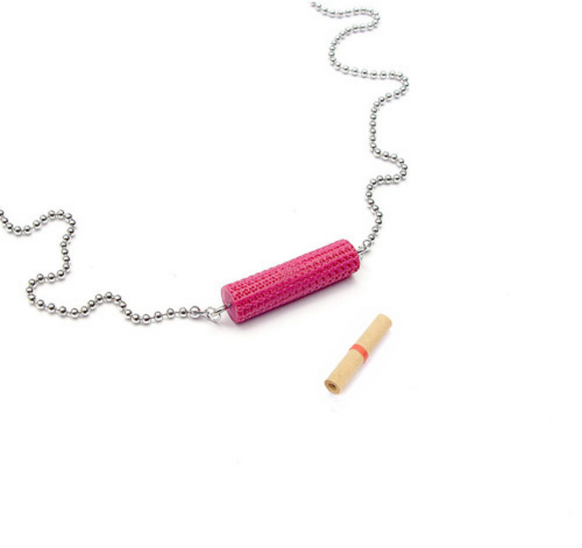 레드시티 [편지 넣은 타임캡슐] 백금도금 볼체인 목걸이 밸런스 핑크