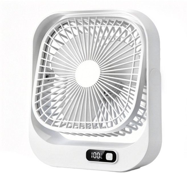 Darlisex스퀘어 미니 탁상용 무선 휴대용 선풍기, 흰색, 1개