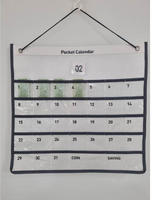 블리스키미 약달력 용돈 달력 약먹는 주머니 생활비 가계부 저축 영수증 포켓 캘린더, 1개, 화이트