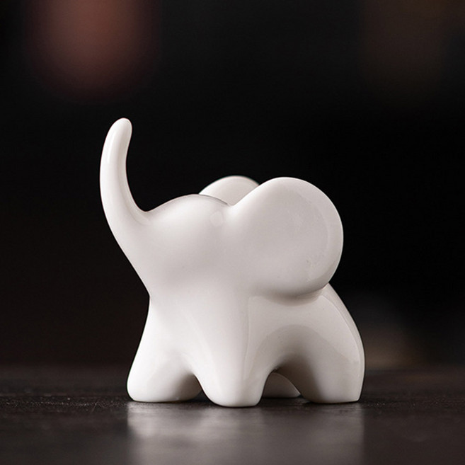 인테리어 소품 행운 복 기원 아기 코끼리 오브제 33, 화이트