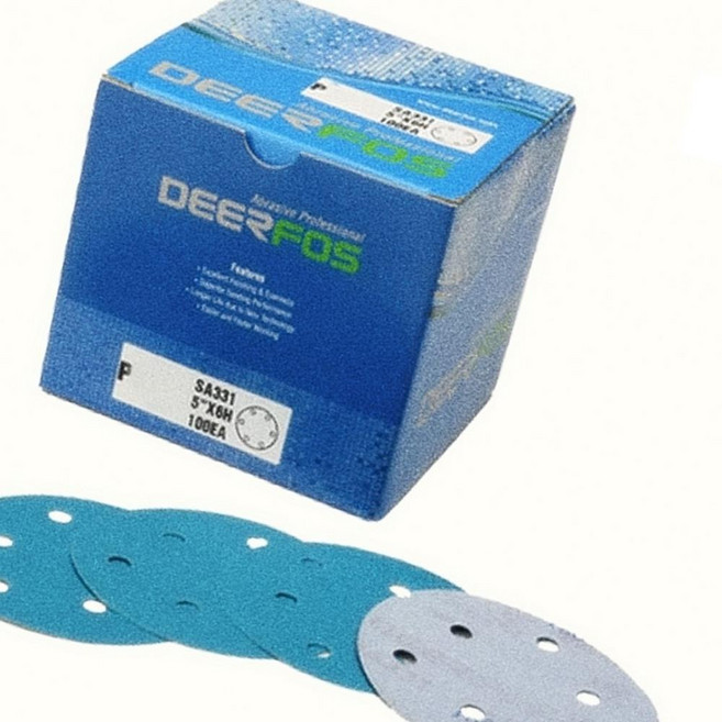 Oce 127mm 필름기재 흡진원형사포 100매-굴곡연삭 스텐용 60방 14인치 절단석 연마재시트 스텐사포, 120방