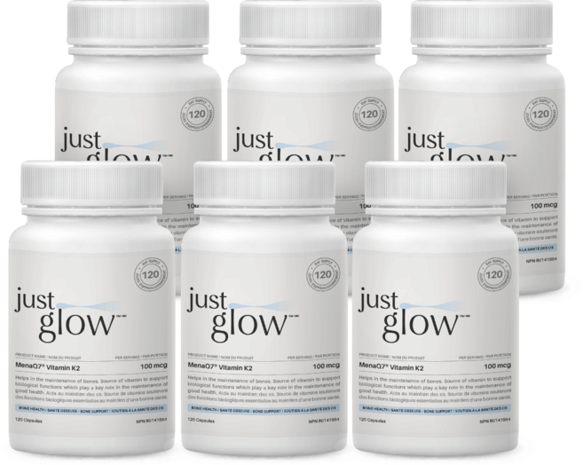 저스트글로우 MenaQ7 비타민 K2 MK-7 100mcg 메나퀴논 베지 캡슐, 6개, 120정