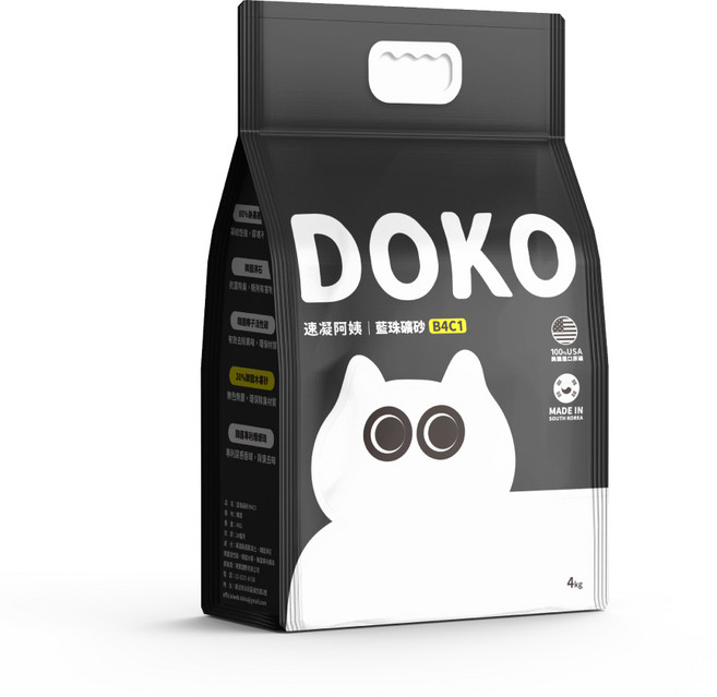 DOKO 速凝阿姨藍珠礦砂B4C1 貓砂 美國進口原礦 韓國專利除臭藍珠 凝結快速 低粉塵 4kg 4包, 原砂版(無添加木薯砂)