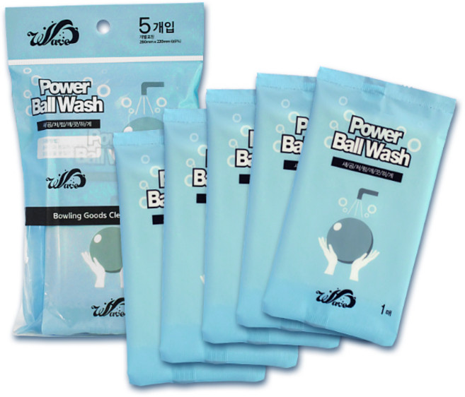 웨이브 파워 볼 워시 물티슈형 볼 클리너 (소포장/5매입) 볼링공 볼크리너 볼링용품