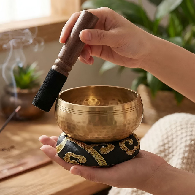 파우베라 네팔 수공예 싱잉볼 세트 명상종 요가 힐링 사운드테라피, 1개