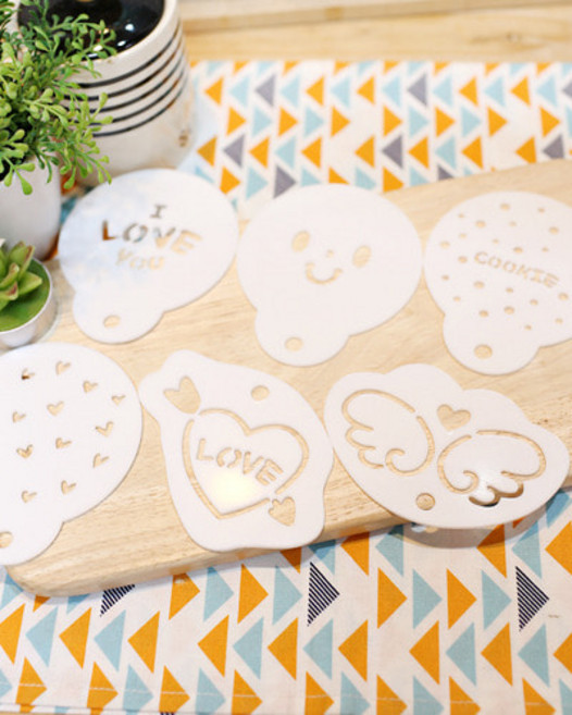 베이킹스텐실(몽글몽글 6종세트)떡케익데코 라떼 쿠키, 1개