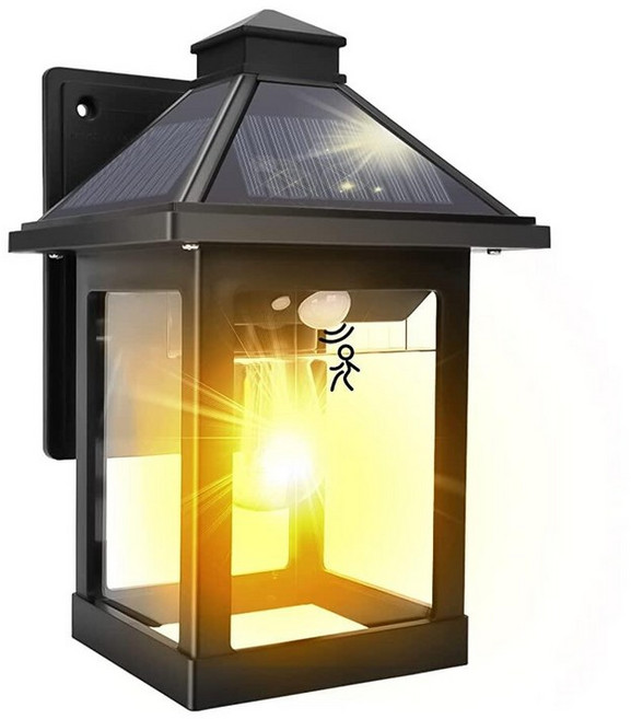 Nodfens 태양열 벽 랜턴 야외 3가지 모드 무선 황혼에서 새벽까지 모션 센서 LED 스콘스 조명 IP65 방수 외부 전면 현관 보안 램프 마운트 파티오 울타리 장식, 1팩