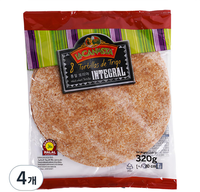 라카나스타 통밀 또띠아 20cm, 320g, 4개