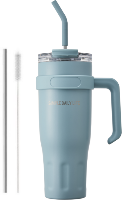 허니앤버니 텀블러 대용량 스텐 보온 보냉 차량용 빨대 손잡이, 1개, 1100ml, 스카이 블루