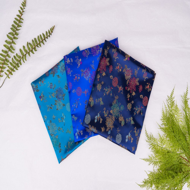 윤원단 칠색국화단10색 꽃무늬 플라워 예쁜 좋은 폴리에스터 한복 옷감 비단 양단 천 원단 만들기, 06 곤색