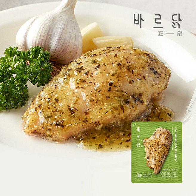 바르닭 소스품은 닭가슴살 허브갈릭맛, 100g, 1개