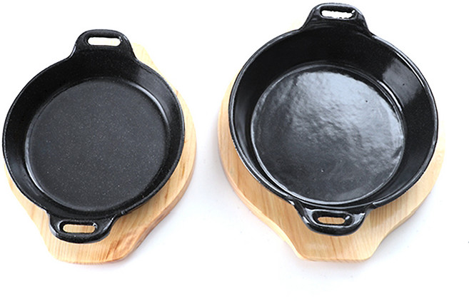 리빙메이트 무쇠 주물팬 콘치즈 철판 감바스 양손 원형 스테이크, 1개