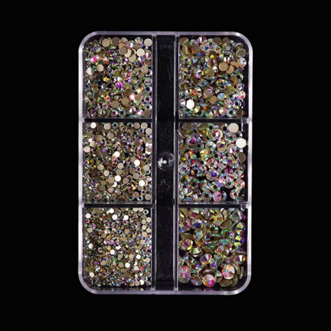 티이엠 네일 큐빅 평스톤 V스톤 오로라 평스톤 자개 1세트(6size), 1개, 100 골드오로라평스톤