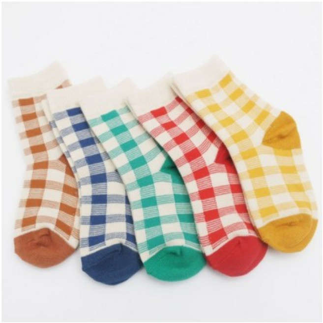 지앤 아동용 g라온체크 양말 5족 세트
