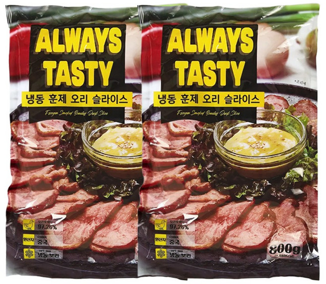 [깊은 훈제향] 프리미엄 훈제오리 슬라이스 대용량, 800g, 2개