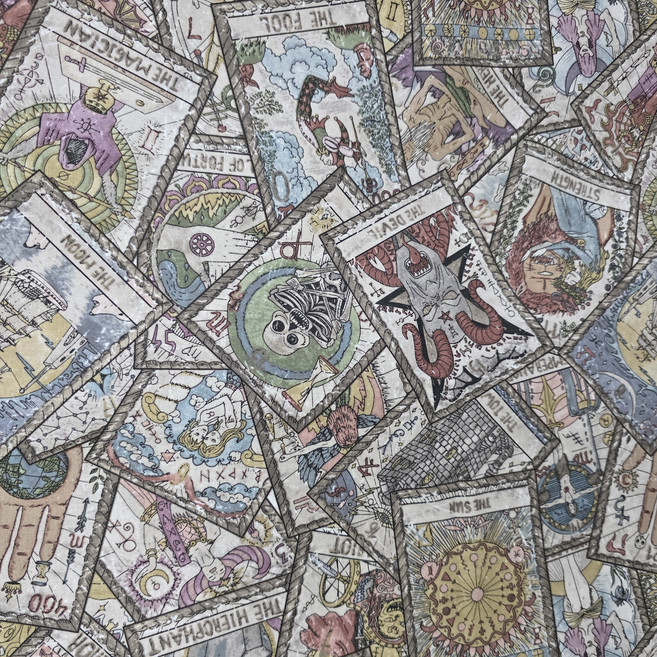 코튼앤모어 할로윈 원단 감성 패턴 패브릭 7종 모음 커튼 파우치 소품 제작용, 1개, 03 타로카드