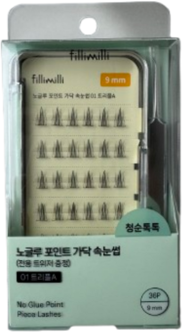 필리밀리 노글루 포인트 가닥 속눈썹 01 트리플A (36P+트위저), 1개