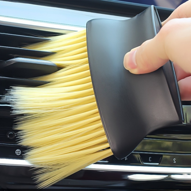 부드러운 차량용 미니 먼지털이 틈새청소 브러쉬, 1개, 블랙