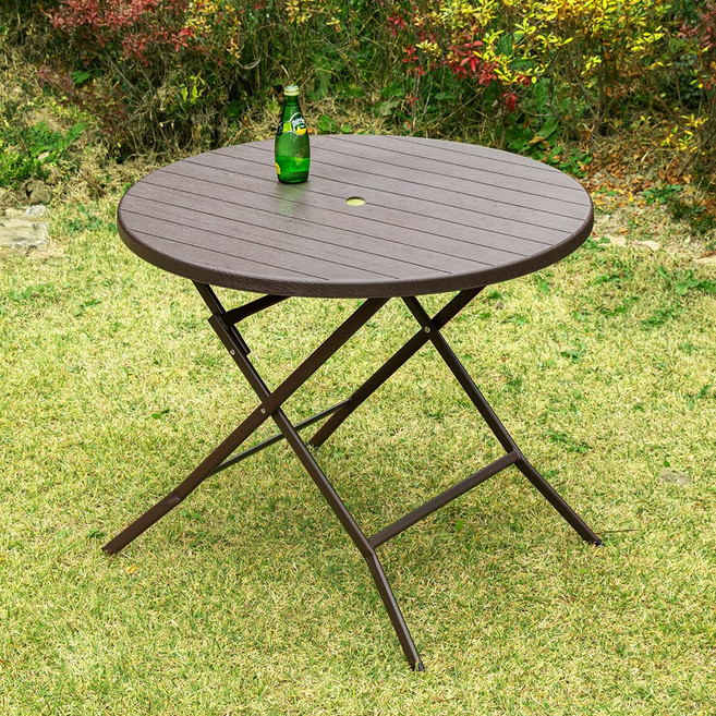 아르망 900 원형 브로몰딩 접이식 야외테이블, 브라운