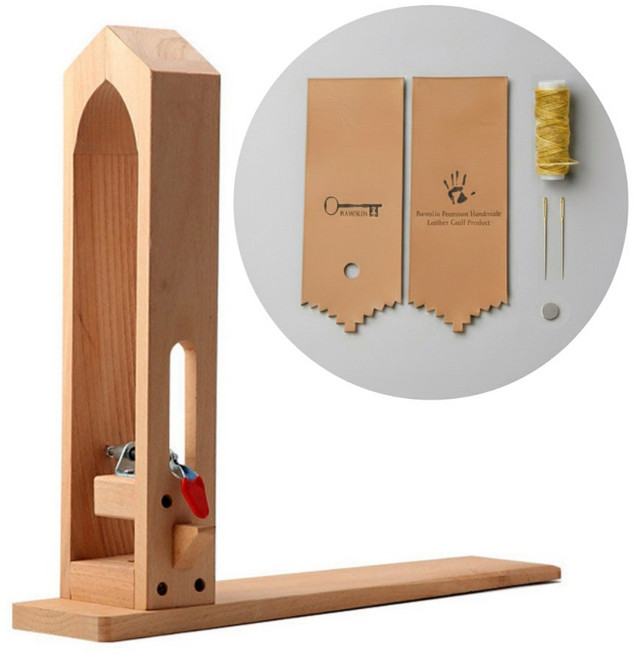 가죽 공예 포니 손바느질 새들스티치 바이스 무릎 도구 공구 - 가죽패치2장 자석 바늘 실 무료 사은품, 1개, 상품