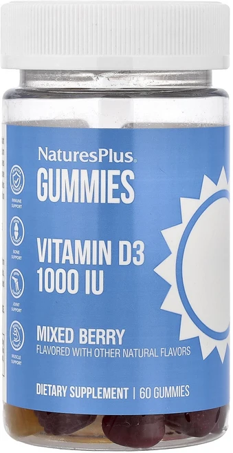 네이쳐스플러스 비타민D3 구미젤리 믹스 베리 1000IU 60개, 6개, 60정 - 쿠팡