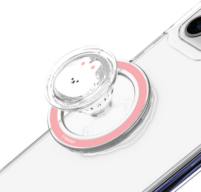 바니 투명 마그네틱 스마트톡+자석링 세트(맥세이프 호환), 바니_핑크, 1개