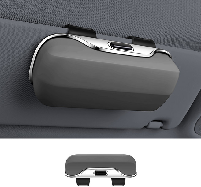 리버폭스 차량용 썬바이저 썬글라스 안경 클립형 수납 거치대, 그레이, 1개