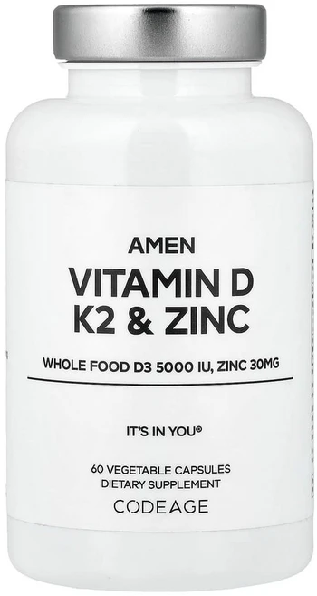 코드에이지 Amen 비타민D K2 및 아연 베지 캡슐 60정, 1개 - 쿠팡