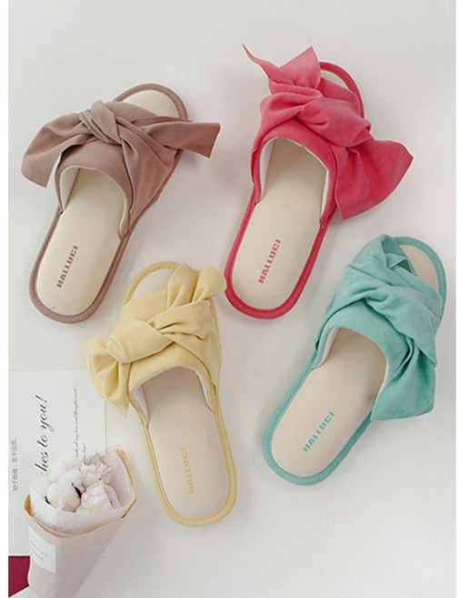 빅 리본슬리퍼 사무실화 실내화 거실화 외출용 슬리퍼, 레드, 1개