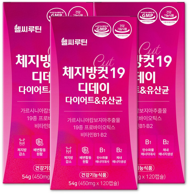 헬씨루틴 체지방컷 19 디데이 다이어트 유산균, 3개, 120정