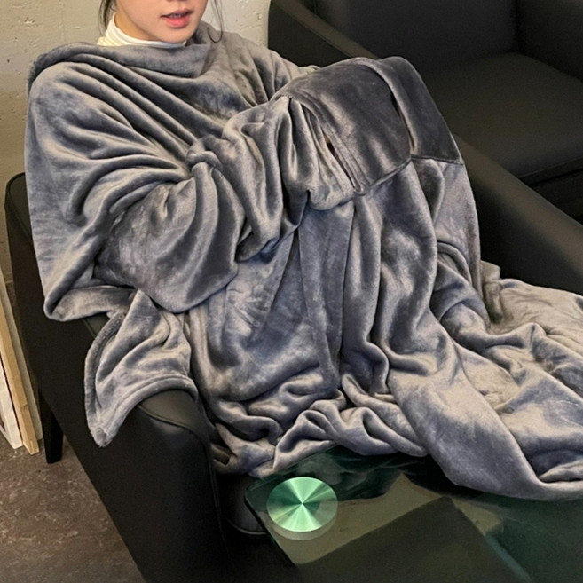 전신담요 집순이 입는 이불 그레이 중형 블랭킷