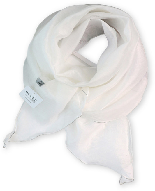 메리앤유 실키 소재 은구슬 트리밍 볼륨 롱 스카프 국산