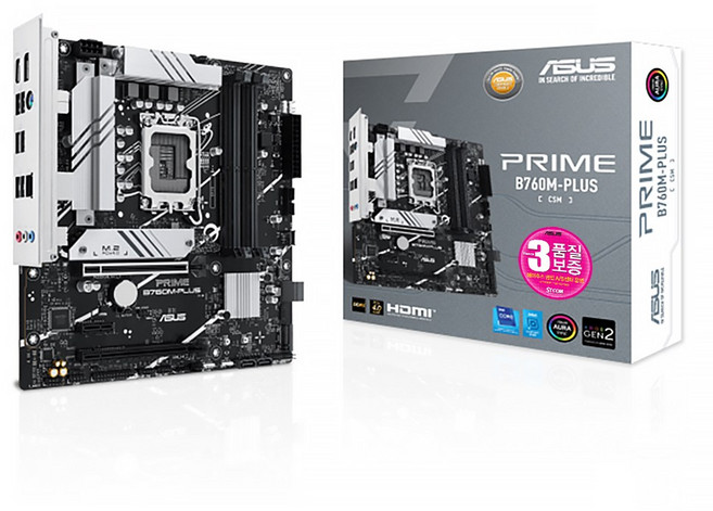 ASUS PRIME B760M-PLUS-CSM STCOM 에이수스 컴퓨터 PC 게이밍 메인보드 인텔 13세대 랩터레이크 12세대 엘더레이크 CPU추천, 선택없음