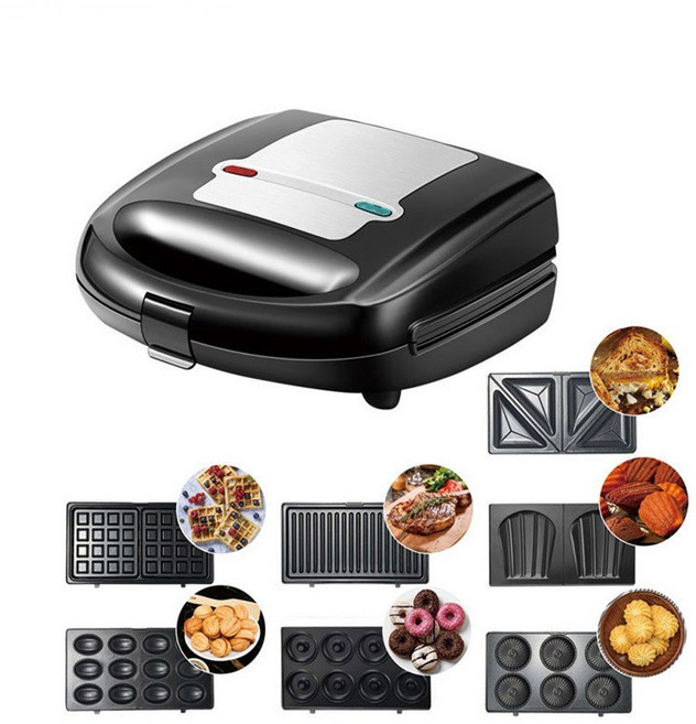 in 가정용 와플 메이커 아이언 샌드위치 케이크 스테이크 아침 식사, 7 in 1