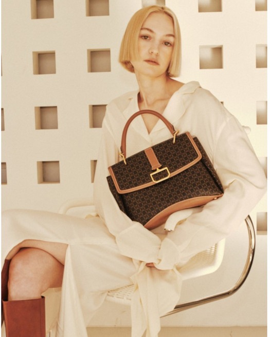 닥스 [버크백샬롯] 세인트바넷 패턴 브라운 가죽 배색 토트백 M YMDCBA5F869W3