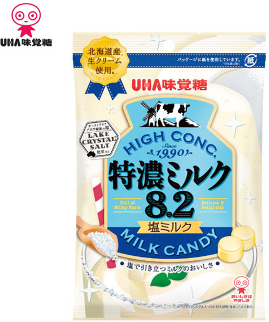 UHA 미각당 특농 밀크 8.2 소금 밀크 캔디, 6개, 75g