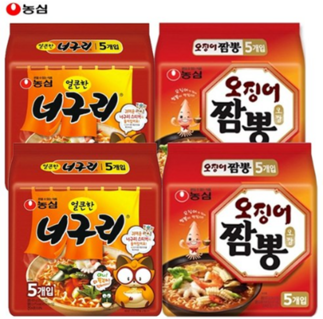 농심 오징어짬뽕 10개 + 농심 너구리 얼큰한맛 10개, 20개