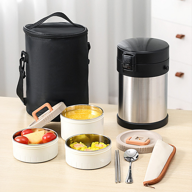 스피세프 대용량 분리형 보온도시락 전자레인지 도시락, 1개, 은색