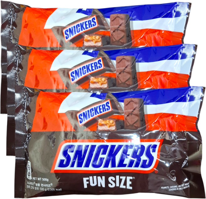 스니커즈 땅콩 펀사이즈, 500g, 3개