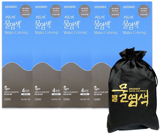 씨드비 프리미엄 물염색 시즌2 일반염색약(새치) 10g 4회분, 미디엄 브라운, 5개